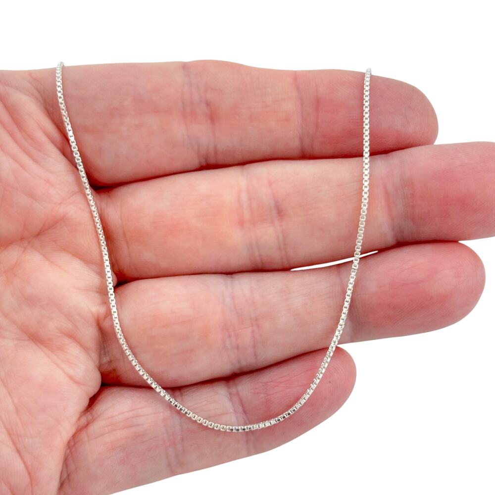 Vintage Italian Sterling Silver 925 Box Chain Necklace 18"